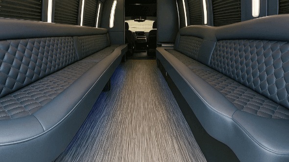 Interior of Charter Bus Company Bellevue's 20 Passenger Party Bus in Bellevue