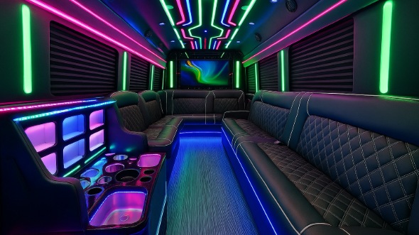 Interior of Tacoma Party Bus Company's 20 Passenger Party Bus in Tacoma