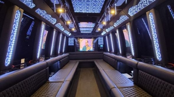 Interior of Charter Bus Company Bellevue's 25 Passenger Party Bus in Bellevue
