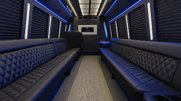 Interior of Charter Bus Company Redmond's 25 Passenger Party Bus in Redmond