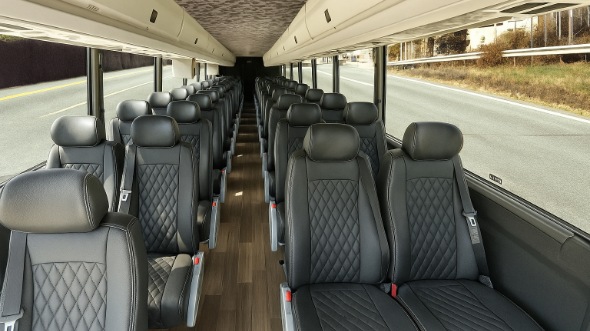 Interior of Charter Bus Company Tacoma's 28 Passenger Minibus in Tacoma