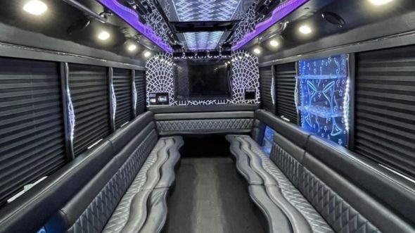 Interior of Charter Bus Company Lakewood's 28 Passenger Party Bus in Lakewood