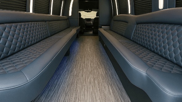 Interior of Charter Bus Company Auburn's 30 Passenger Party Bus in Auburn