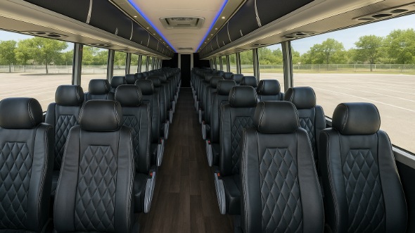 Interior of Charter Bus Company Tacoma's 40 Passenger Charter Bus in Tacoma