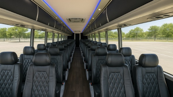Interior of Charter Bus Company Tacoma's 46 Passenger Charter Bus in Tacoma