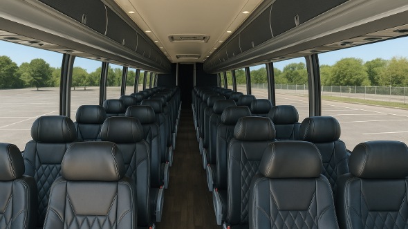 Interior of Charter Bus Company Tacoma's 47 Passenger Charter Bus in Tacoma
