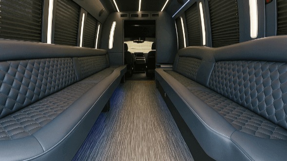Interior of Charter Bus Company Federal Way's 50 Passenger Party Bus in Federal Way