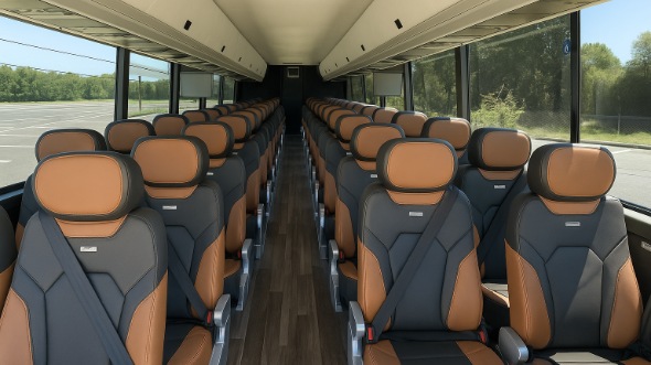Interior of Charter Bus Company Tacoma's 51 Passenger Charter Bus in Tacoma