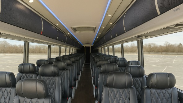 Interior of Charter Bus Company Tacoma's 54 Passenger Charter Bus in Tacoma
