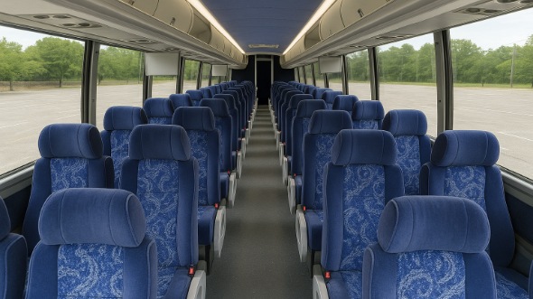 Interior of Charter Bus Company Tacoma's 55 Passenger Charter Bus in Tacoma