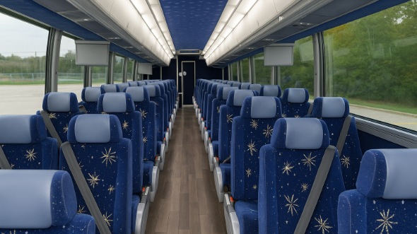Interior of Charter Bus Company Tacoma's 56 Passenger Charter Bus in Tacoma